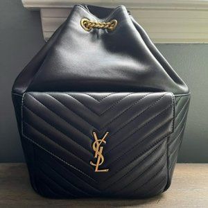 Saint Laurent Joe Quilted Lambskin YSL Backpack Bag (Black)